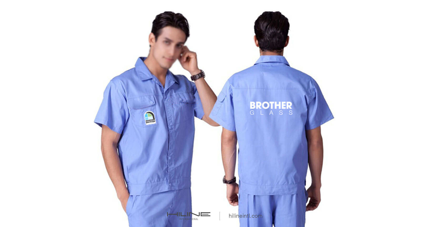 Brother Glass Brand design by Mapleweb Man Wearing Uniform Displaying Logo